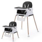 3 in 1 Baby High Chair,Adjustable Convertible Baby High Chairs for Babies and Toddlers,Black