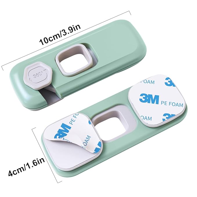 5 Pack Child Proof Refrigerator Lock, QYESWHSR Fridge Locks for Kids with Sticky Adhesive Pads, Child Safety Locks for Doors, RV Refrigerator, Oven Lock Child Safety Baby Cabinet Locks - Green Updated