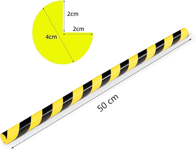 L-Shaped/Circular Edge Protector – 19" Durable Polyurethane Foam, High-Visibility Yellow/Black Stripes & Corner Safety Bumper for Impact Protection