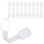 Child Safety Cabinet Locks (10 Pack) – Adjustable Baby Proofing Strap Latches with Strong 3M Adhesive – No Drill Childproof Locks for Drawers, Cabinets, Fridge, Door, Closet, White
