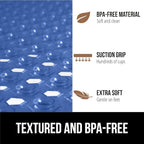 GORILLA GRIP Patented Square Shower Stall Mat, Small Bathtub Floor Mats for Stand Up Showers, Suction Cups, Drain Holes, Machine Wash, Soft on Feet, Bathroom Accessories 21x21 Inch, Royal Blue Opaque