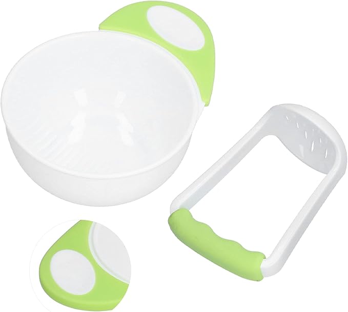 FTVOGUE Baby Food Mash Bowl Set - Long Handle, Easy to Use, Fruit & Vegetable Puree Maker - Green