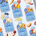 Gerber Stage 2 Baby Food, Apple Mango Strawberry Puree Pouch, 2 Servings of Fruit, No Added Sweetener, No Artificial Colors or Flavors, 12-Pack