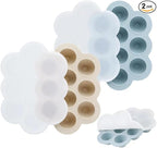 PandaEar 2 Pack Baby Food Freezer Tray with Lids, Silicone Baby Food Storage Container for Homemade Baby Food, Fruit, Purees and Breastmilk (Blue/Tan)