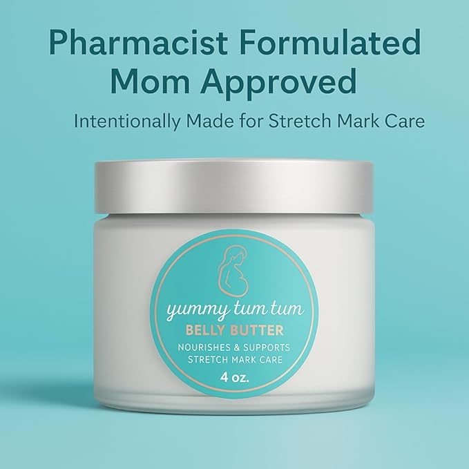 Yummy Tum Tum Stretch Mark Belly Butter for Pregnancy - 4fl Oz, Soft Lavender Scent - Pregnancy Stretch Mark Prevention - Pharmacist Formulated.