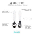 Bumkins Toddler Utensils, Kids Size Fork and Spoon Set, Silicone and Stainless-Steel Training Silverware, Angled Forks/Sporks Feeding, Children Hold Learning to Eat, 18 Mos Up, Vanilla Sprinkles