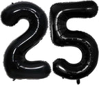 GOER Number 25 Balloons for 25th Birthday Party Decorations,42 Inch Jumbo Foil Helium 52 Balloons for 52nd Birthday Party Decoration (Black)