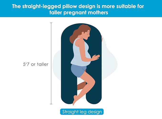 QUEEN ROSE Pregnancy Pillows for Sleeping, U Shaped Body Pillow for Pregnancy, 65 inch Maternity Pillow for Tall Pregnant Women with Gray Velvet Cover