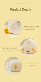 ATSUI Duck Night Light, LED Squishy Novelty Animal Night Lamp, Food Grade Silicone, 3 Level Dimmable Rechargeable Nursery Nightlight for Breastfeeding Toddler Baby Kids