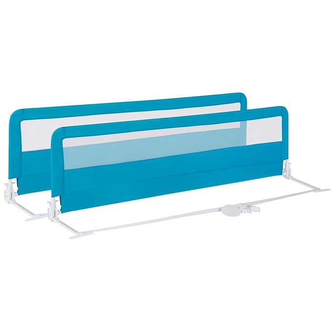 Costzon Bed Rail for Toddlers, 2 PCS Extra Long Swing Down Safety Bed Guards w/Straps for Convertible Crib, Kids Twin, Double, Full Size, Queen & King Bed, Folding Bed Rails for Baby (71-Inch, Blue)