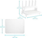 PopYum Glacier White Space Saving Drying Rack from 100% Recycled Bottles with Clear Frosted Silicone Drying Mat, countertop for Baby Bottles, Plastic Bags, Cups, Glass, tumblers, Compact