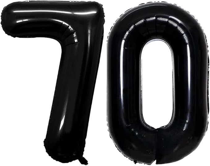 GOER Number 70 Balloons for 70th Birthday Party Decorations,42 Inch Jumbo Foil Helium Balloons for 70th Anniversary (Black)