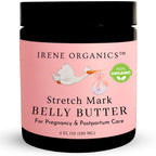 Organic Belly Butter for Pregnancy Stretch Mark Prevention and Treatment by Irene Organics - Award Winning Anti Stretch Mark Tummy Balm For Pregnancy and Postpartum 4oz - Hydrating Bump Cream
