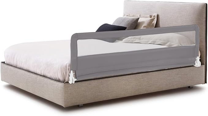HONEY JOY Bed Rail for Toddlers, 71-in Extra Long, Portable Safety Bed Guardrail w/Double Safety Child Lock, Foldable Baby Bed Rail Guard, Fit King & Queen Full Twin Size Bed Mattress(Gray, Pack 1)
