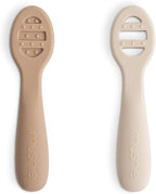 mushie Silicone First Feeding Baby Spoons | 2 Pack (Natural/Shifting Sand)