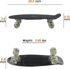 Skateboards Complete 22 Inch Mini Cruiser Retro Skateboard for Kids Boys Youths Beginners