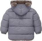 Infant Baby Winter Coat Bear Hooded Jacket Warm Fleece Snowsuit Windproof Outerwear for Toddler Boy Girl 9M-4T