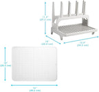 PopYum Seattle Gray Space Saving Drying Rack from 100% Recycled Bottles with Clear Frosted Silicone Drying Mat, countertop for Baby Bottle, Plastic Bags, Cups, Glass, tumblers, Compact