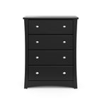 Storkcraft Crescent 4 Drawer Chest (Black) – GREENGUARD Gold Certified, Easy-to-Match Chest of Drawers for Nursery and Kids Bedroom, Dresser Organizer for Children’s Bedroom