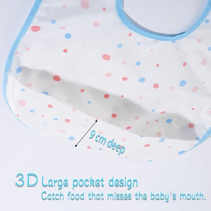 Baby bibs Waterproof Toddler bib - Feeding bib with Pocket for Infant Boy Girl Washable 6-36M