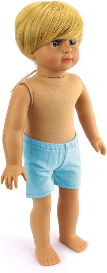 American Fashion World 18-Inch 'Caden' Blonde Hair Vinyl Posable Boy Doll with Dark Blue Eyes | Undressed Doll | Premium Quality & Design