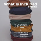 Cloth Diaper Cover, Washable Reusable Cover with Snap Closure, Cloth Diaper Shell for Prefold, Wet Bag Included, Pacific Neutrals by Nora's Nursery