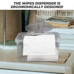 VICASKY 2pcs Baby & Adult Wipes Dispenser Holder - Non-Slip Refillable Tissue Box Case Container with Sealing Lid, Keeps Wipes Dry & Fresh, Bathroom Organizer - 7.67" x 4.92" x 4.33