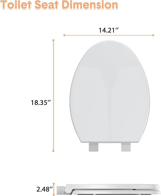 Toilet Seat with Toddler Seat Elongated, PP Material Family Toilet Seat Cover, Soft Close Adult & Toddler Seats, Easy to Clean, Safe Potty Training Solution for Kids, Bathroom Upgrade for Home