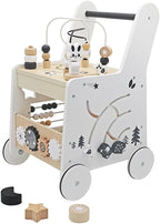 Wooden Baby Walker - 5in1 Montessori Activity Cubes, Baby Push Walker for Toddler, 1+ Year Old Boy Girl | Sorting & Stacking Toys, Bead Mazes & Counting Toys
