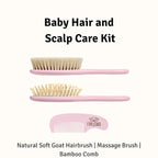 Baby Hair Brush Set for Newborns - Baby Brush and Comb Set - Ultra Soft Goat Hair Bristles, Perfect for Cradle Cap, Newborn Showers & Registries Gift, Comb Brush for Girls & Boys (Rosa)