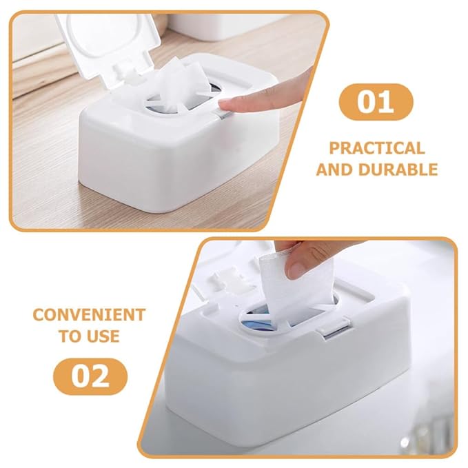 Wipes Dispenser with Dustproof Lid, Refillable Wipe Holder for Baby Nursery, Bathroom, Kitchen, and Living Room, Keeps Fresh and Clean, Single-Hand Operation, 6.69X4.13in, White