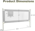 HONEY JOY Bed Rail for Toddlers, 69-in Extra Long, Portable Safety Bed Guardrail w/Side Pocket, Baby Bed Rail Guard, Fit King & Queen Full Twin Size Bed Mattress (69 INCH, Gray)