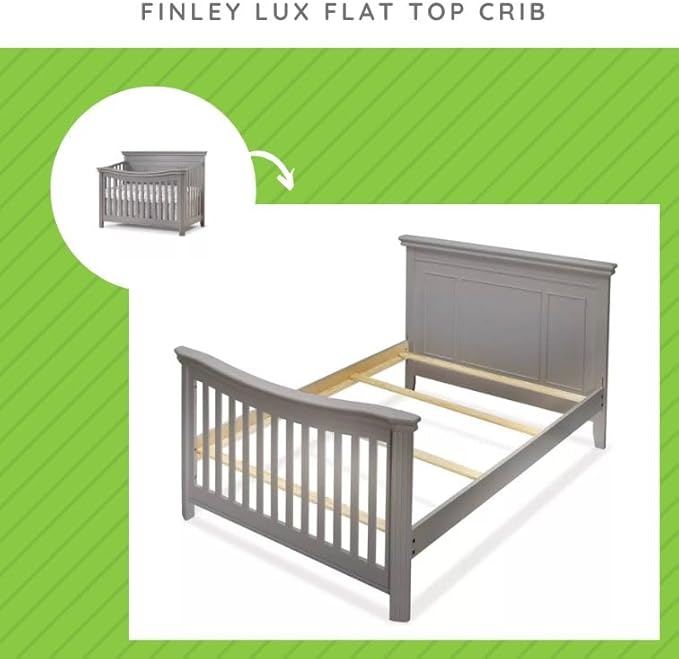 Full-Size Conversion Kit Bed Rails for Sorelle Convertible Cribs - Solid Wood Rail - Toddler and Adult Bed Rail for Full-Size Beds - Essential Nursery & Baby Furniture (Model #215, Weathered Grey)