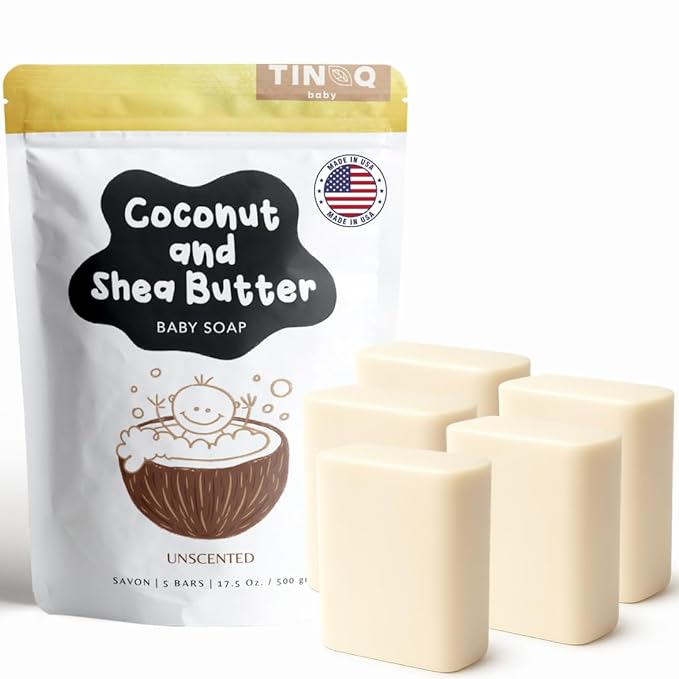 Unscented Baby Soap Bar for Sensitive Skin | Only 7 Ingredients | Gentle Face & Body Wash for Babies, Toddlers, Kids & Adults | Organic and Natural | 5 Bars