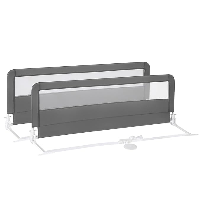 Costzon Bed Rail for Toddlers, 2 PCS Extra Long Swing Down Safety Bed Guards w/Straps for Convertible Crib, Kids Twin, Double, Full Size, Queen & King Bed, Folding Bed Rails for Baby (59-Inch, Gray)