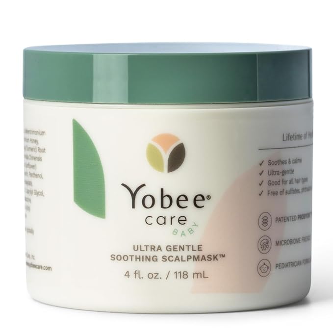 Yobee Ultra Gentle Soothing Scalp Mask - Dry Scalp Treatment Hair Mask Safe For Sensitive Baby Skin - Probiotic Infused - For Sensitive Scalp & Cradle Cap - For Babies, 4 fl oz