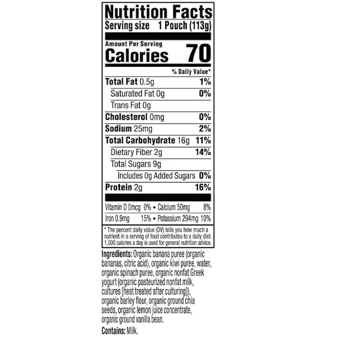 Plum Organics Mighty Morning Organic Toddler Food - Banana, Kiwi, Spinach, Greek Yogurt, and Barley - 4 oz Pouch (Pack of 12) - Organic Fruit and Vegetable Toddler Food Pouch