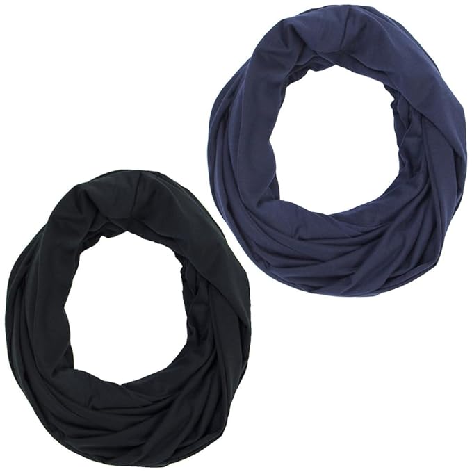 LK Baby Infinity Nursing Scarf Breastfeeding Cover Ultra Soft Premium Jersey Polyester (2pk black/navy)