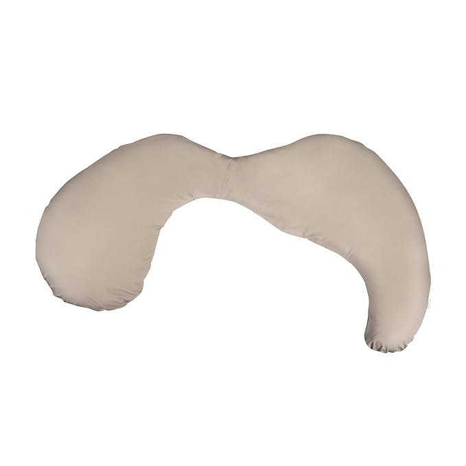 Boppy Total Body Pregnancy Pillow with Organic Cotton, Easy-on Removable Cover in Biscuit for Full-Body Support, Body Pillow for Pregnancy and Postpartum Positioning