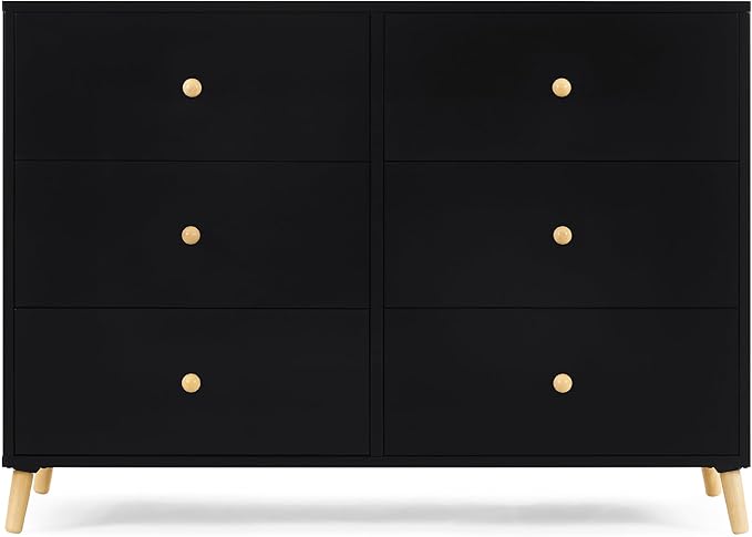 Delta Children Essex 6 Drawer Dresser, Black/Natural