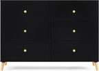 Delta Children Essex 6 Drawer Dresser, Black/Natural