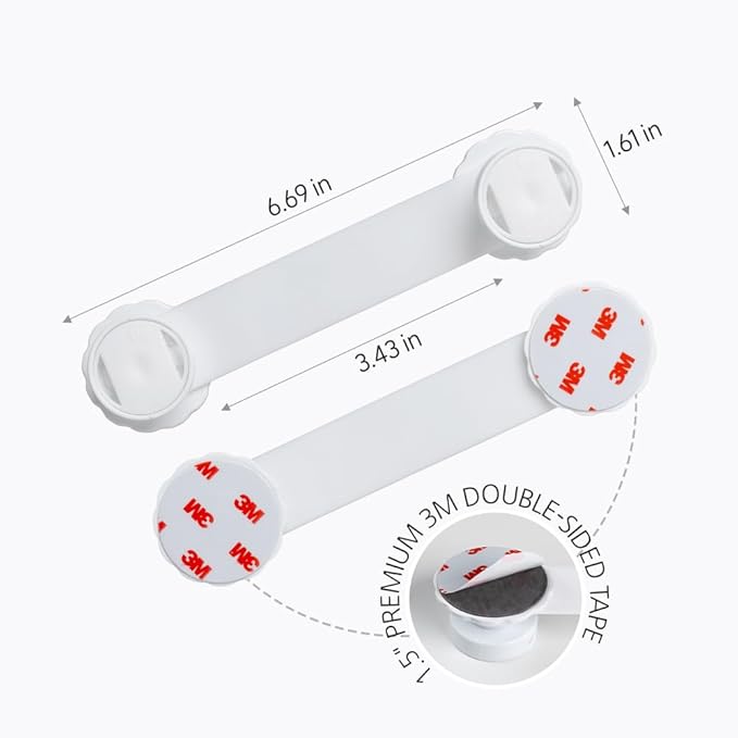 Child Safety Cabinet Locks – 6-Pack Double Button Drawer Latches, Easy & No-Residue Removal, Exclusive Technology – Baby Proofing for Drawers & Cabinets