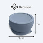 Octopod Silicone Baby Suction Bowl With Lid - Toddler & Baby Bowls, Baby Food Containers, Spill Proof Bowls For Toddlers, Suction Baby Bowls With Lids, Food Grade Silicone Bowls For Babies (Gray)