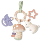 Itzy Ritzy Teething Activity Toy - Bitzy Busy Ring Features Braided Teething Ring and Dangling Toys; Includes Teether, Textured Ribbons, Crinkle Sound & Jingle Bell, Bunny RNG8497