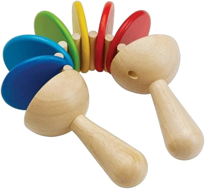 PlanToys Wooden Clatter Toy Percussion Musical Instrument (6413) | Sustainably Made from Rubberwood and Non-Toxic Paints and Dyes