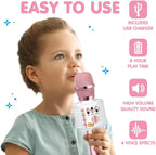 Move2Play, Kids Karaoke Microphone | Includes Bluetooth & Pre-Loaded Songs | Birthday Girls Present for All Ages, 2, 3, 4, 5+ Year Old Girls, Boys & Toddlers (Pink)