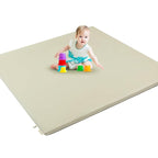 Padded Baby Play Mat, Super Soft Vegan Leather Baby Floor Play Mat, 48x48 Non-Slip Thick Foam Cushioned Play Mat for Babies 6-12 Months, Fits Nicely Into 50x50 Playpen Mat, Grayish Green