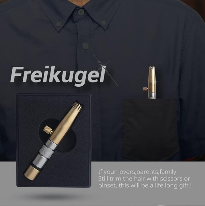 ROYAL [Made in Korea] Premium Nose Hair Trimmer for Men Freikugel, Manual, Battery-Free, Brass & Stainless Steel, Waterproof, Painless with a Patented Mechanism ET-32