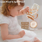 Evorie Tritan Spill Proof Toddler Straw Sippy Cup, 10 oz for Baby and Toddlers 1-3 Years Old, No Spill Straw Water Bottle with Removable Handles, Ideal for School, BPA-Free, Honey Bear