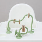 Baby High Chair Suction Toys Teething Chew - Silicone Apple Teething Relief Toys Silicone Teethers Table Toys, Food Grade Silicon for 6 12 18 Months(Green)